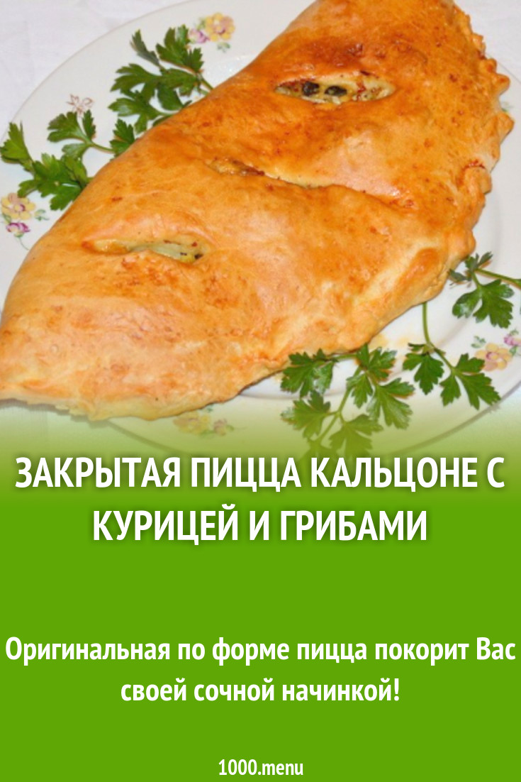 Закрытая пицца кальцоне с курицей и грибами